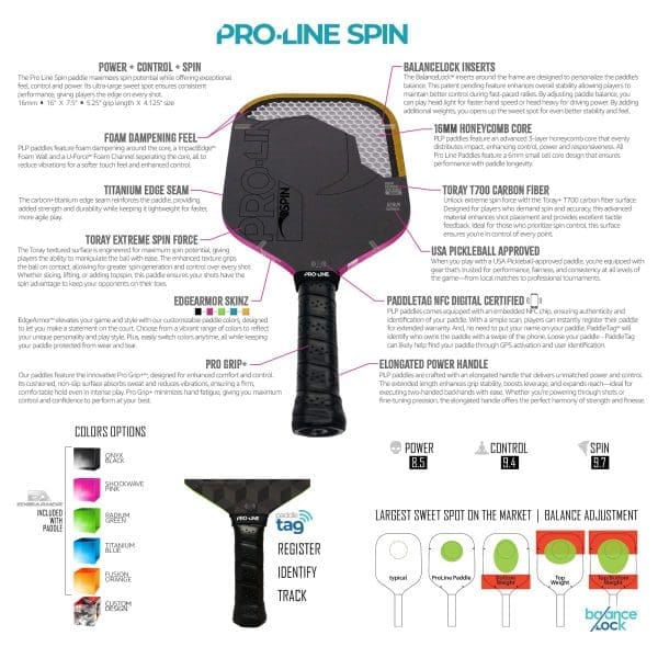 Pro Line Spin 16mm Pickleball Paddle - Image 7